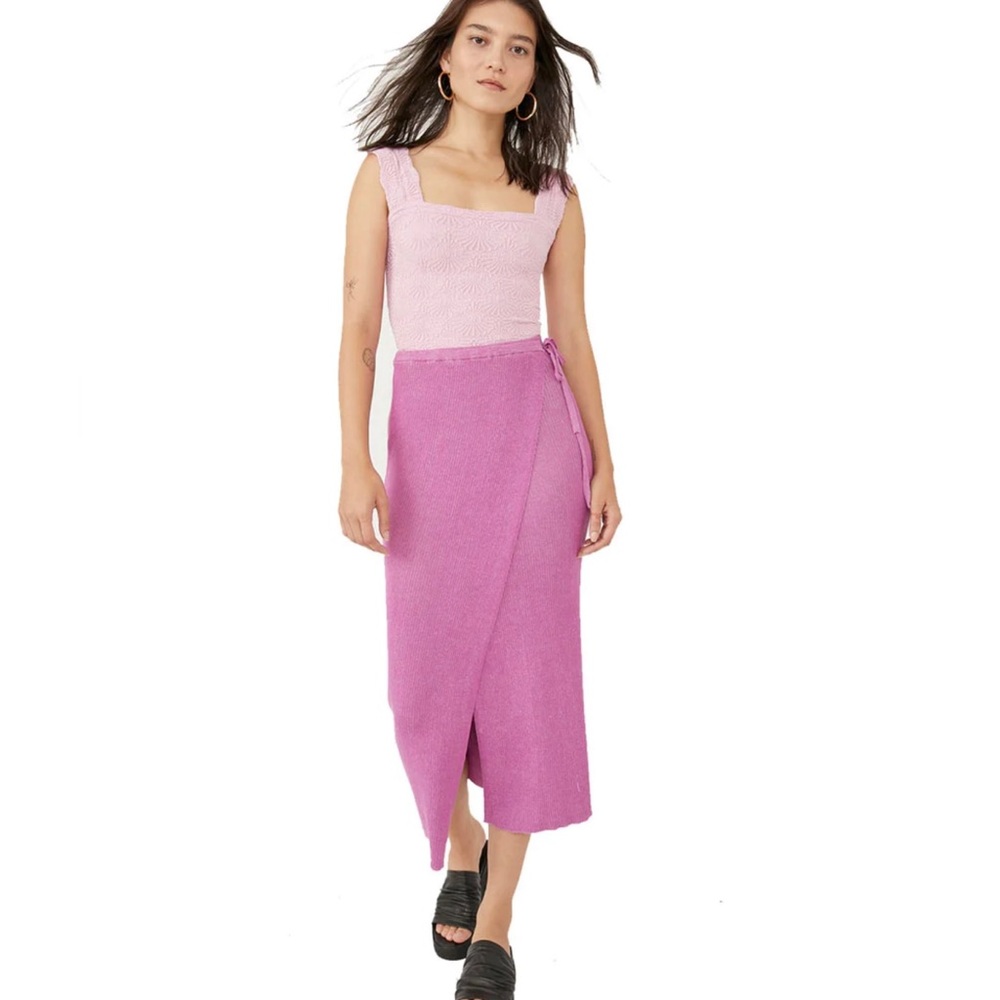 Free People Better Days Midi Skirt in Pink/Rose